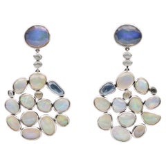 Boucles d'oreilles Superlight and Flat Opal and Blue Sapphire