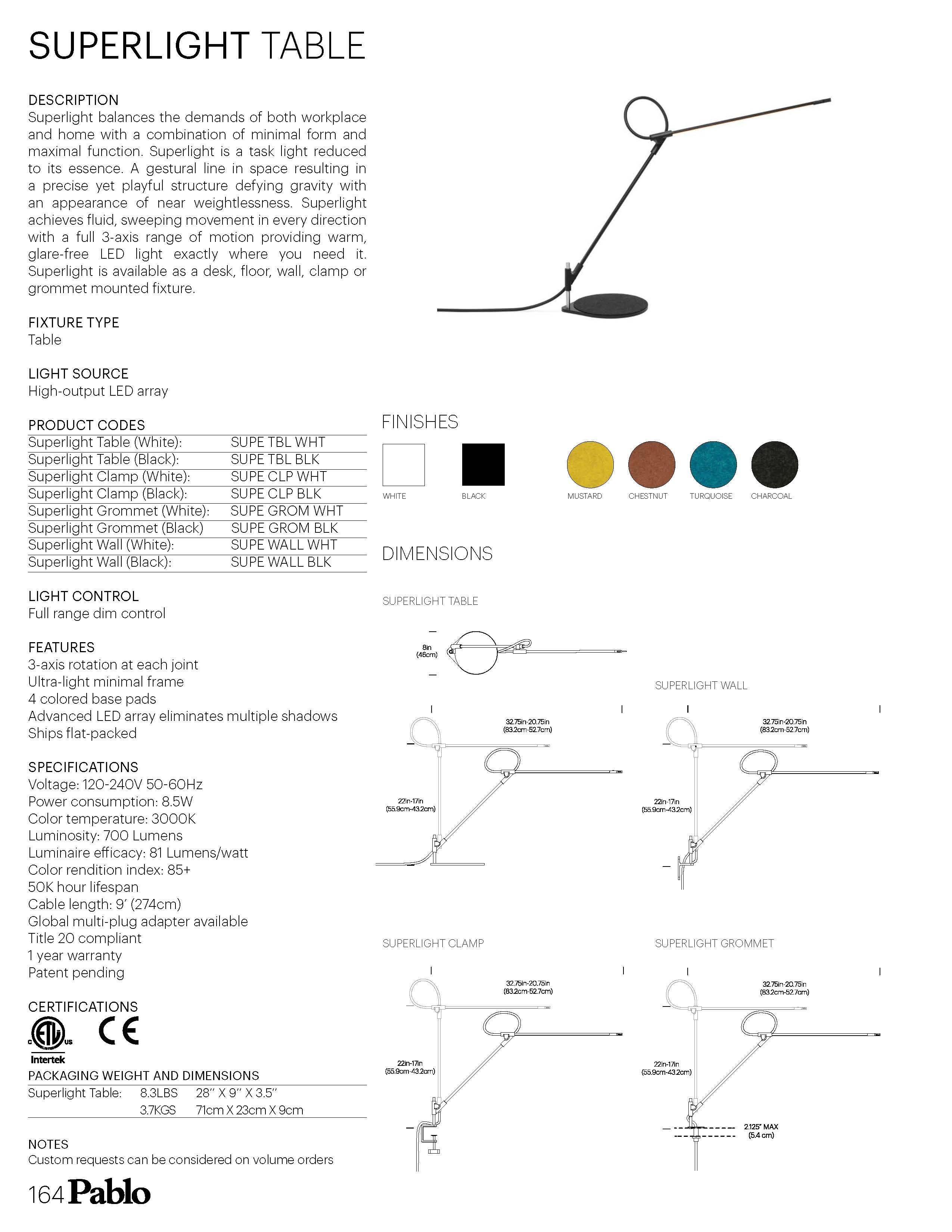 American Superlight Table Lamp in Black by Pablo Designs For Sale