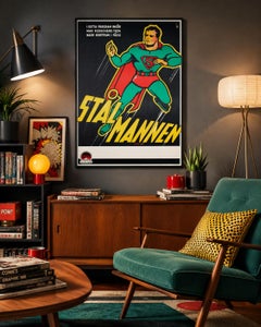 Superman 1940s Swedish Film Poster, Gösta Åberg