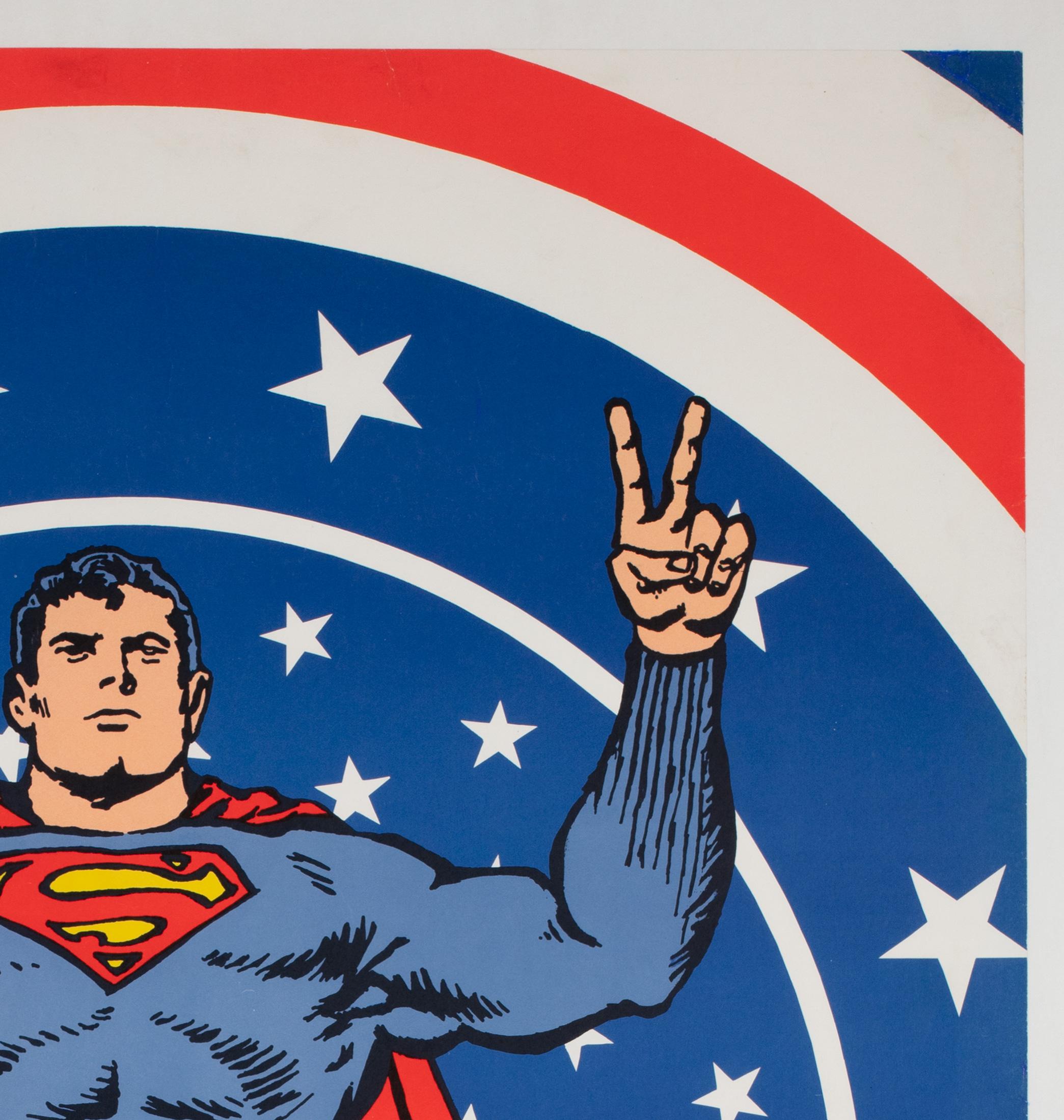 Superman 1971 Vintage Bullseye Frieden Panel Poster, leinenverstärkt (amerikanisch) im Angebot
