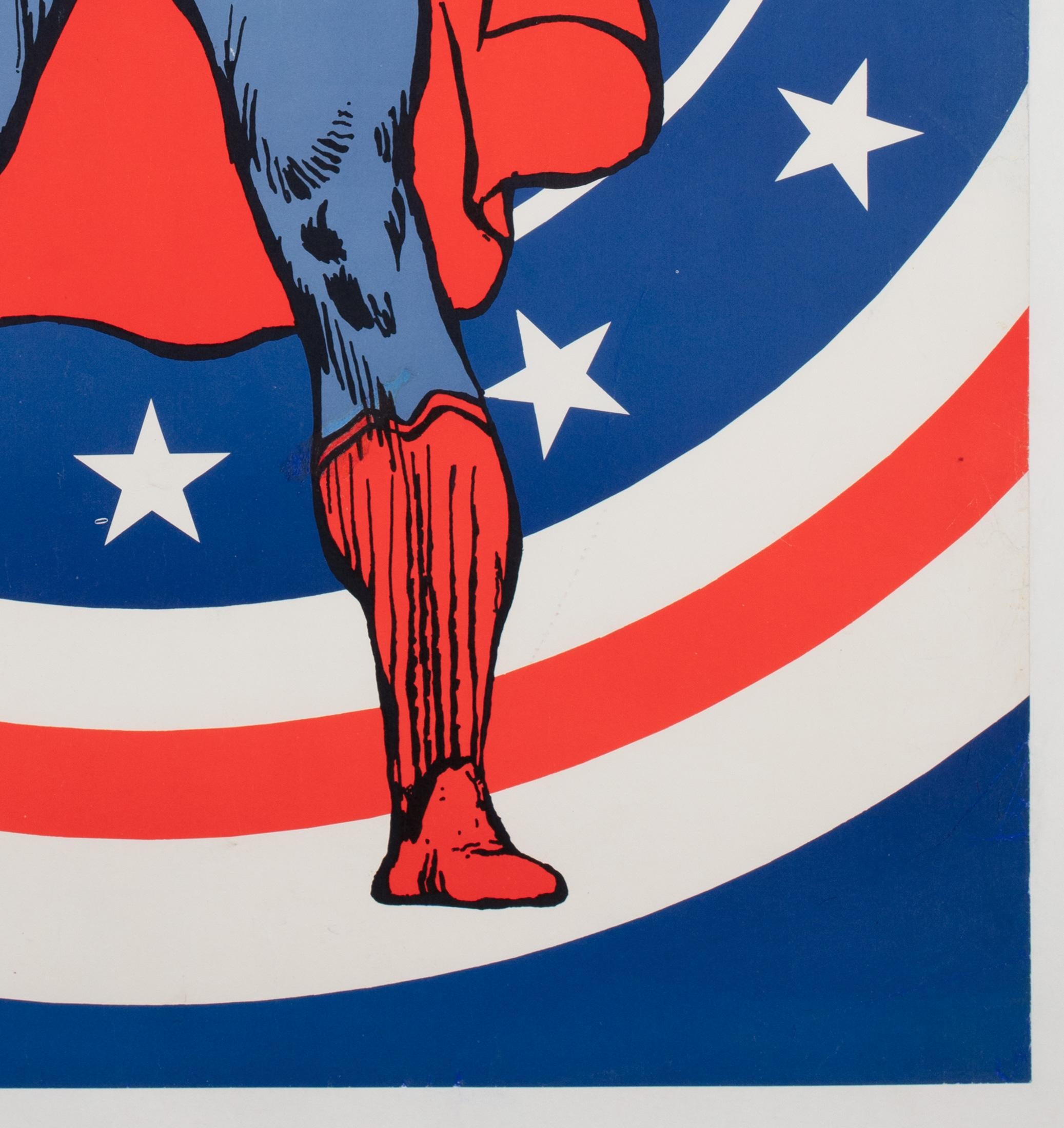Superman 1971 Vintage Bullseye Frieden Panel Poster, leinenverstärkt im Angebot 1