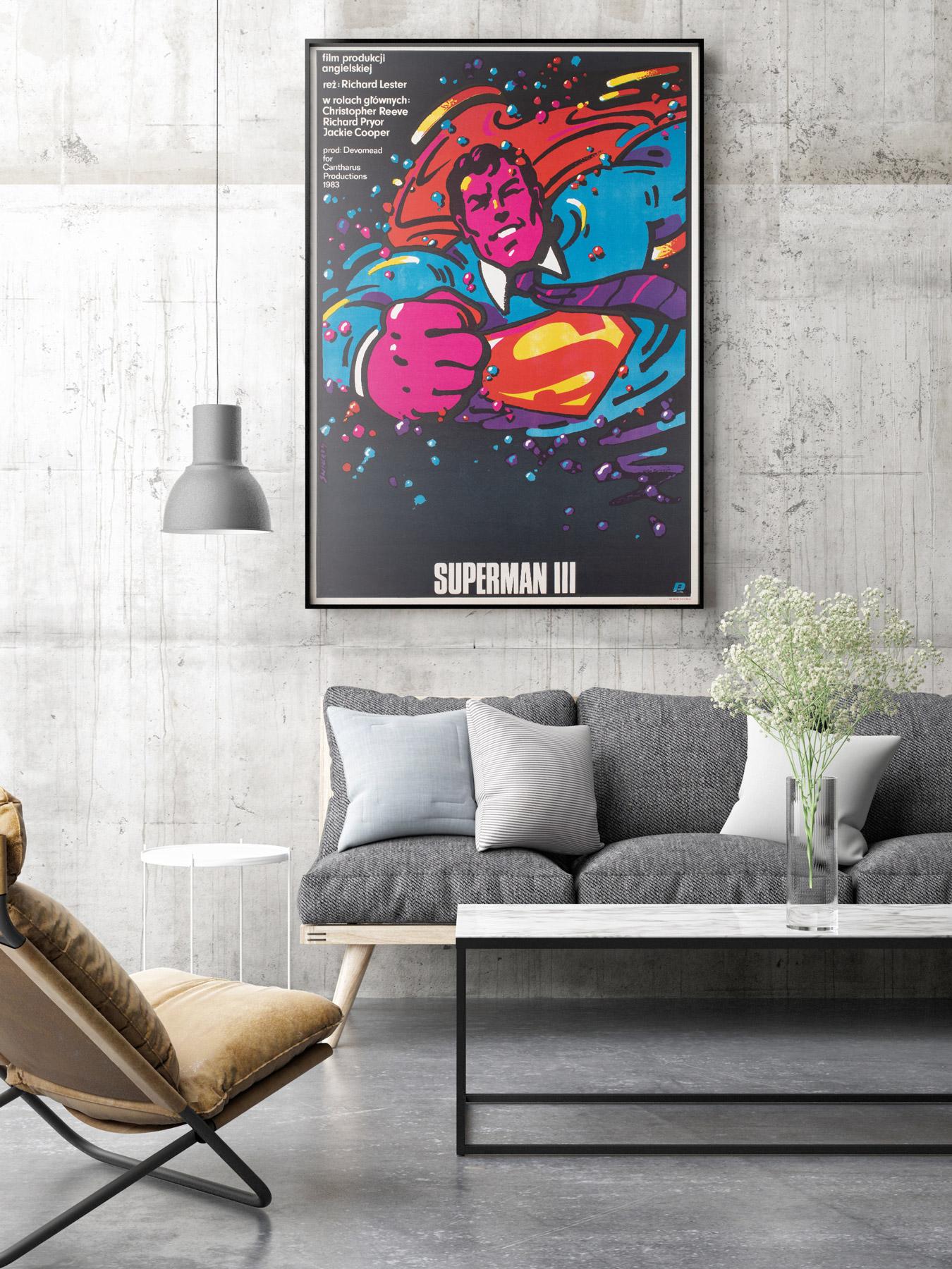 The Man of Steel looks fabulous on the Polish film poster for Superman 3. Swierzy's artwork is simply... well... superb.

The end of the Second World War marked the dawn of a new period in the development of Polish poster art, which became known as