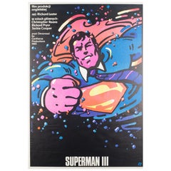 Superman 3 Original Polish Film Movie Poster, 1985, Waldemar Swierzy