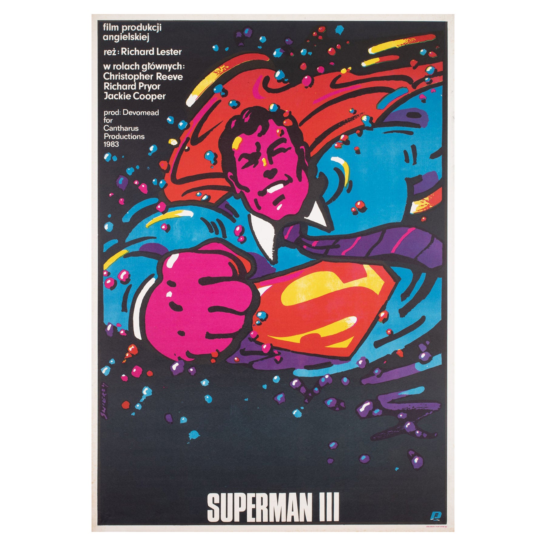 Superman 3, Original polnisches Filmplakat, 1985, Waldemar Swierzy
