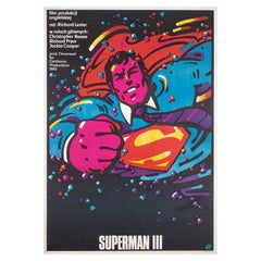 Poster cinematografico originale polacco di Superman 3, 1985, Waldemar Swierzy