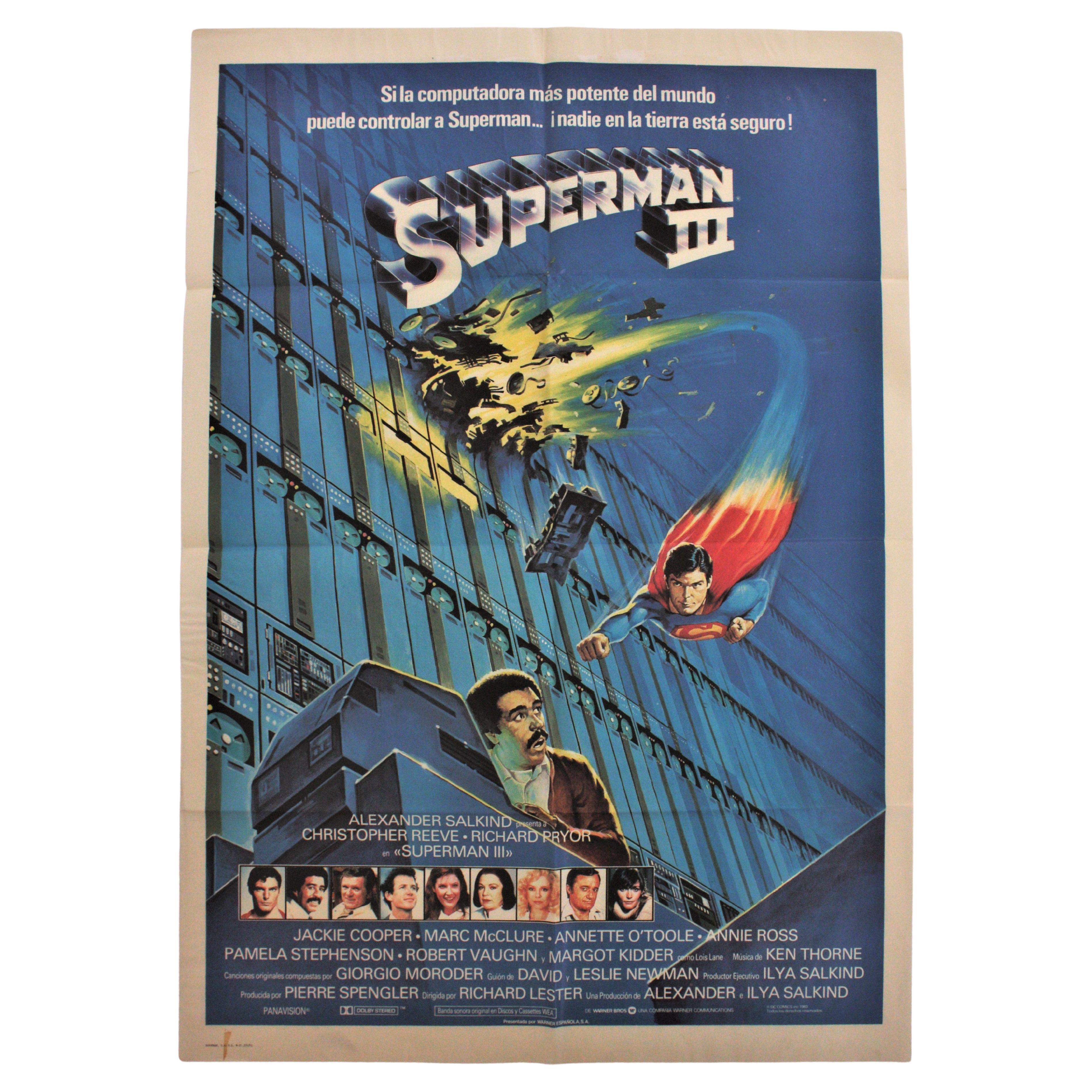 Affiche espagnole du film Superman III, 1983