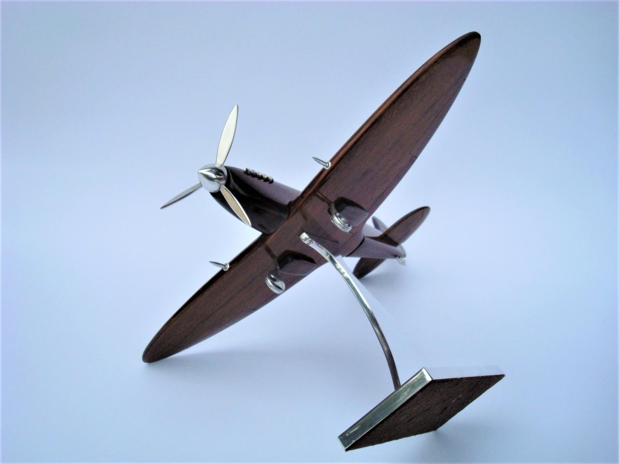 Supermarine Spitfire Wooden & Aluminum Airplane Desk Model, Asprey, ca 1940's 1