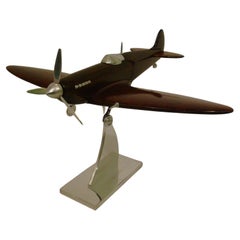 Supermarine Spitfire Wooden & Aluminium Aeroplane Desk Model, Asprey, ca 1940's
