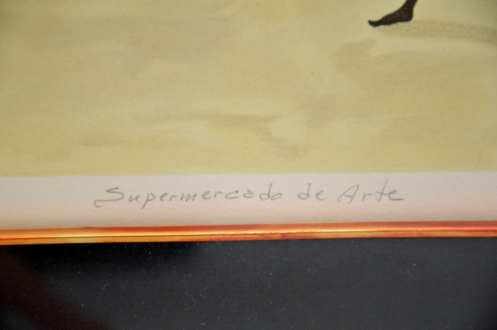 Paper 'Supermercado de Arte' - Signed 1960's Lithograph by Guillermo Silva For Sale