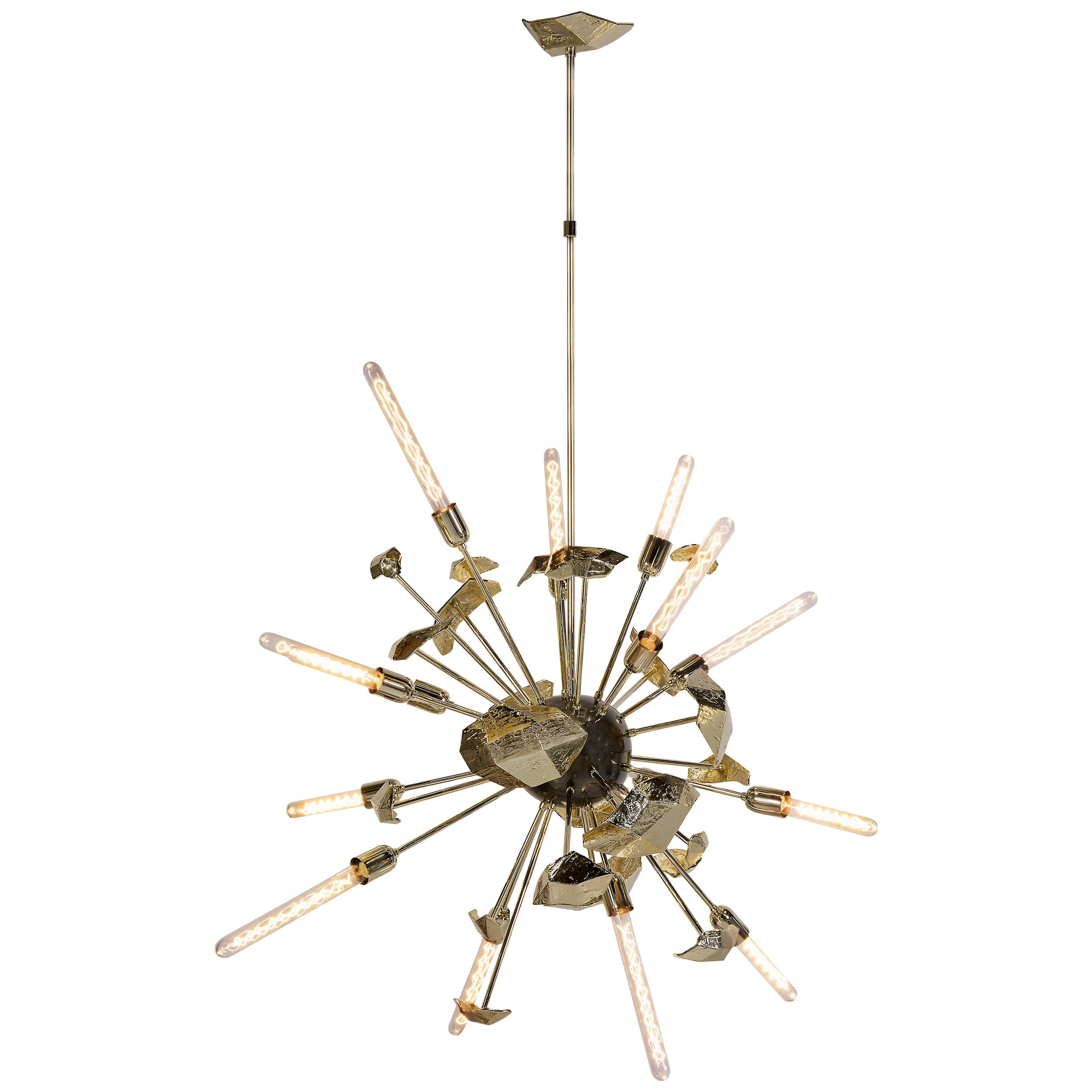 L' Chandelier Suspension Light in GoldPlated Brass by Boca do Lobo For