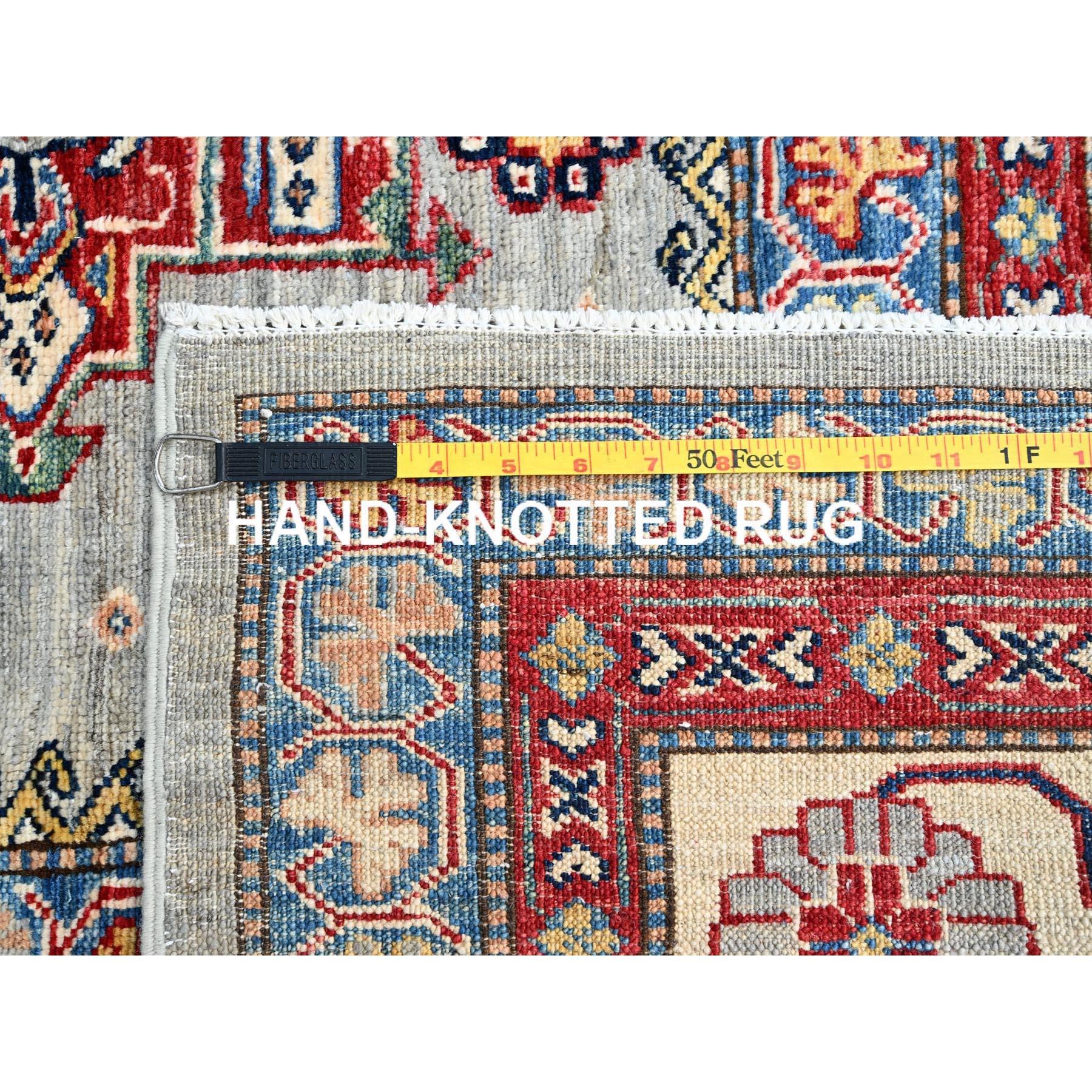 Supernova gris entièrement en laine afghane super Kazak noué à la main Tapis oriental 8'8