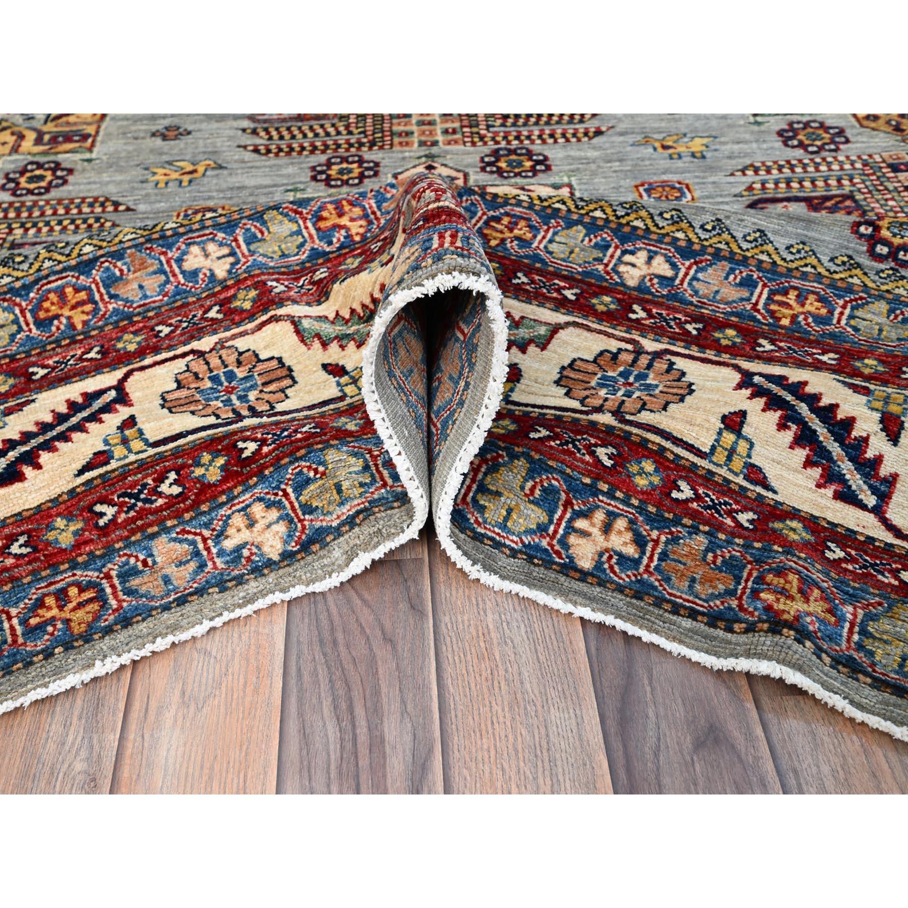 Noué à la main Supernova gris entièrement en laine afghane super Kazak noué à la main Tapis oriental 8'8