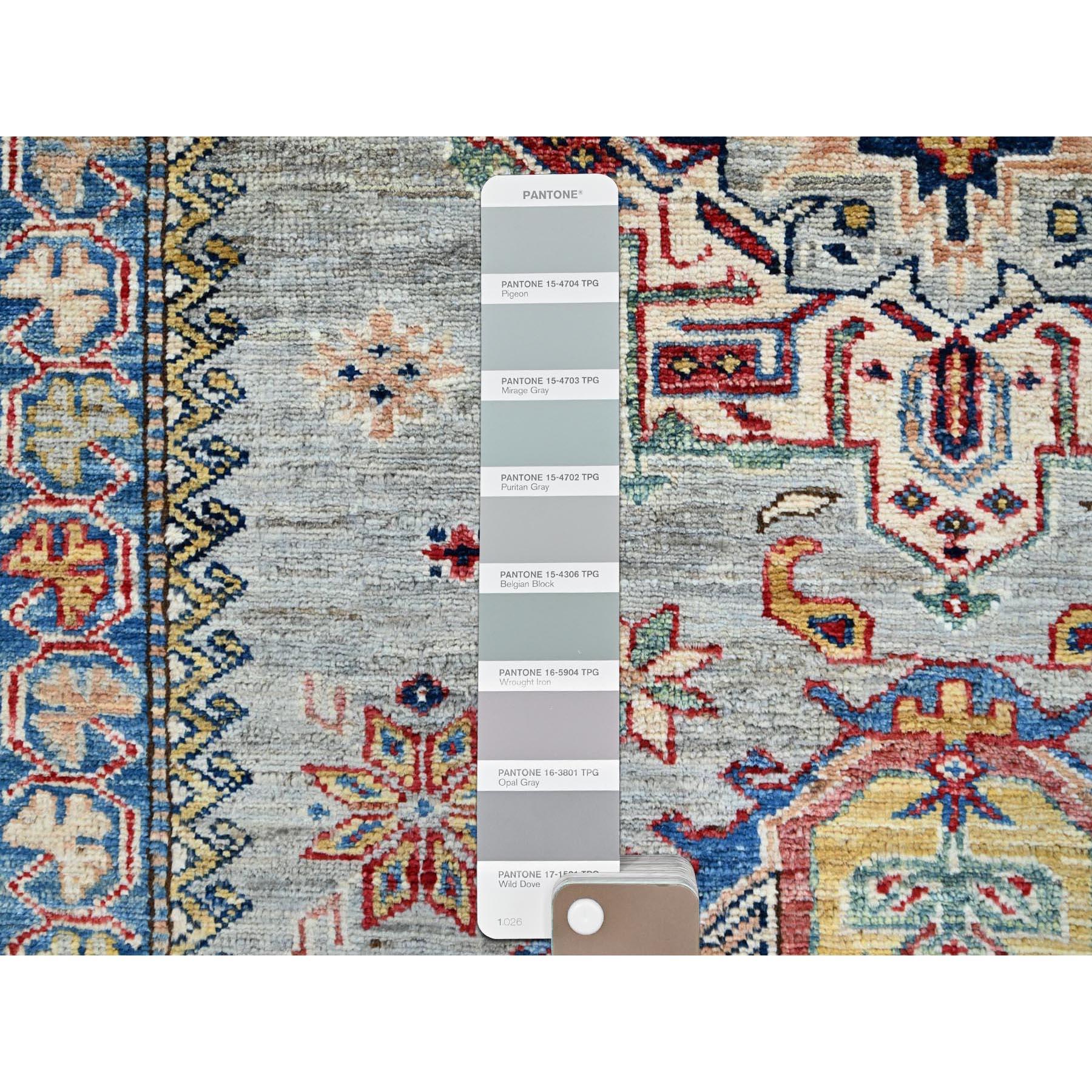 XXIe siècle et contemporain Supernova gris entièrement en laine afghane super Kazak noué à la main Tapis oriental 8'8