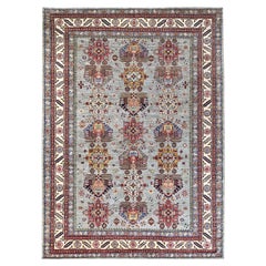 Supernova Alfombra Oriental Anudada a Mano de Lana Afgana Super Kazak Gris 8'8 "x12'2