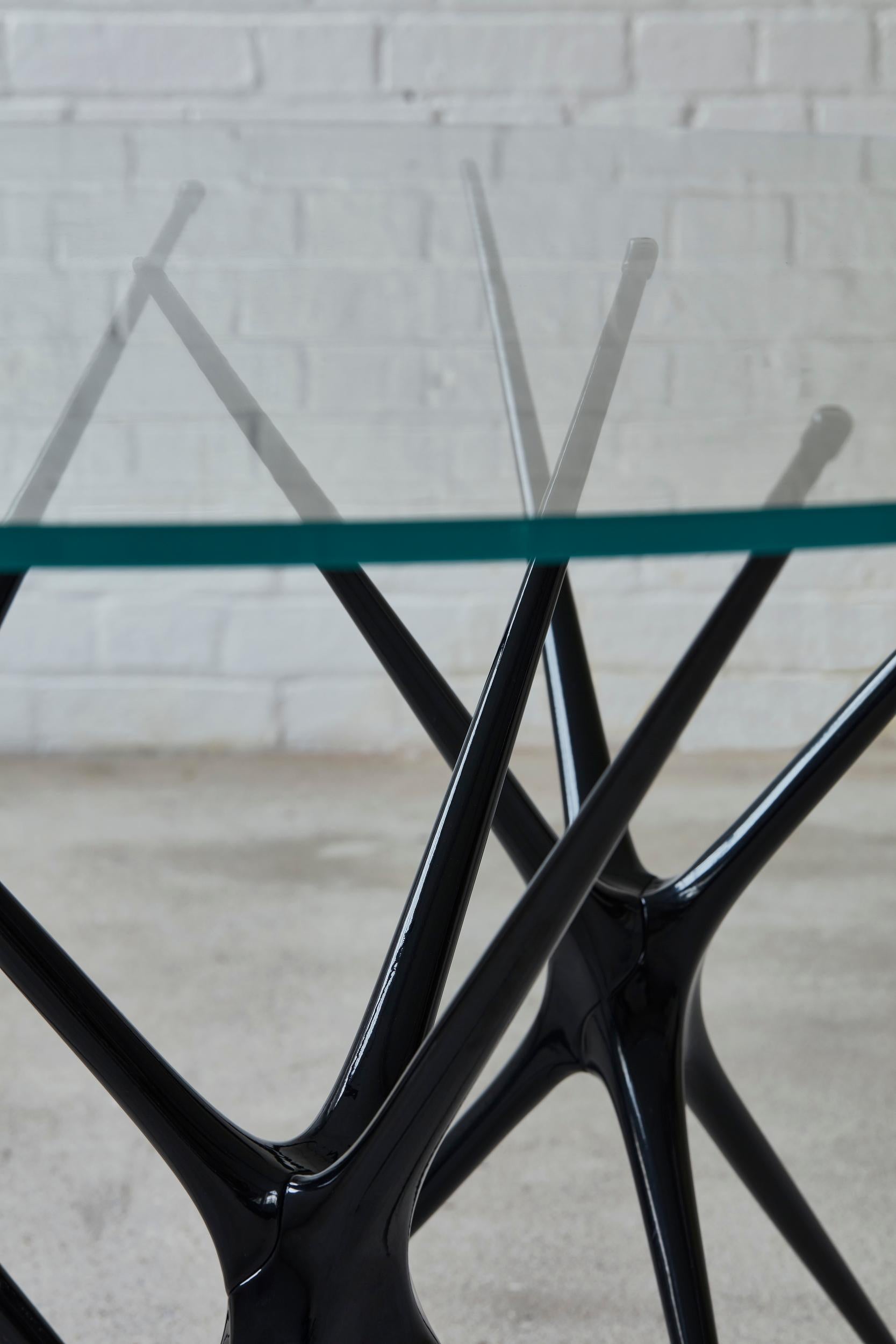 Minimalist Supernova, Recycled Cast Aluminum & Glass Desk in Black by Made in Ratio For Sale