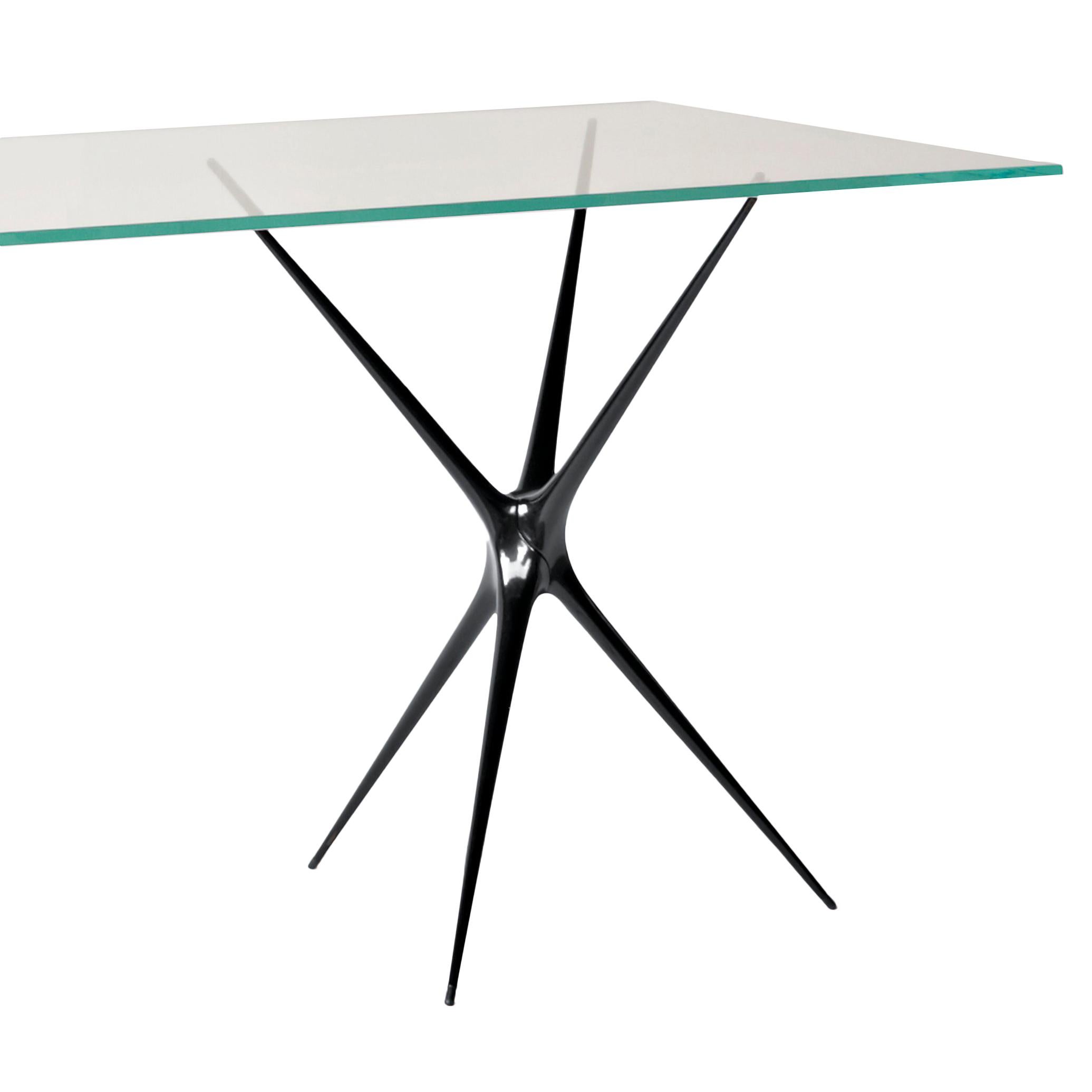Minimalist Supernova, Recycled Cast Aluminum & Glass Desk in Black by Made in Ratio For Sale
