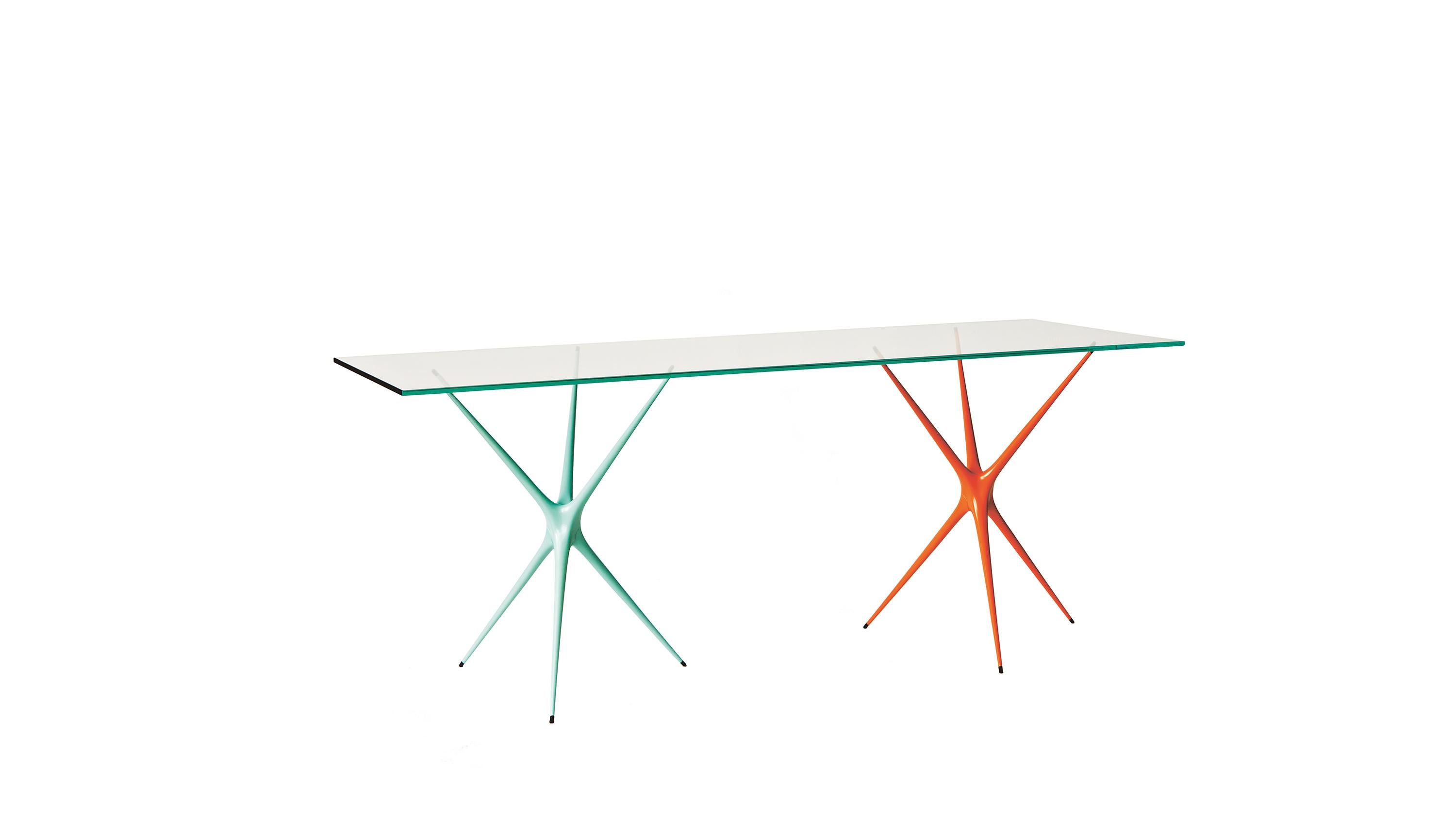 Aluminium Supernova, pied de table en aluminium coulé recyclé en vert de mer par Made in Ratio en vente