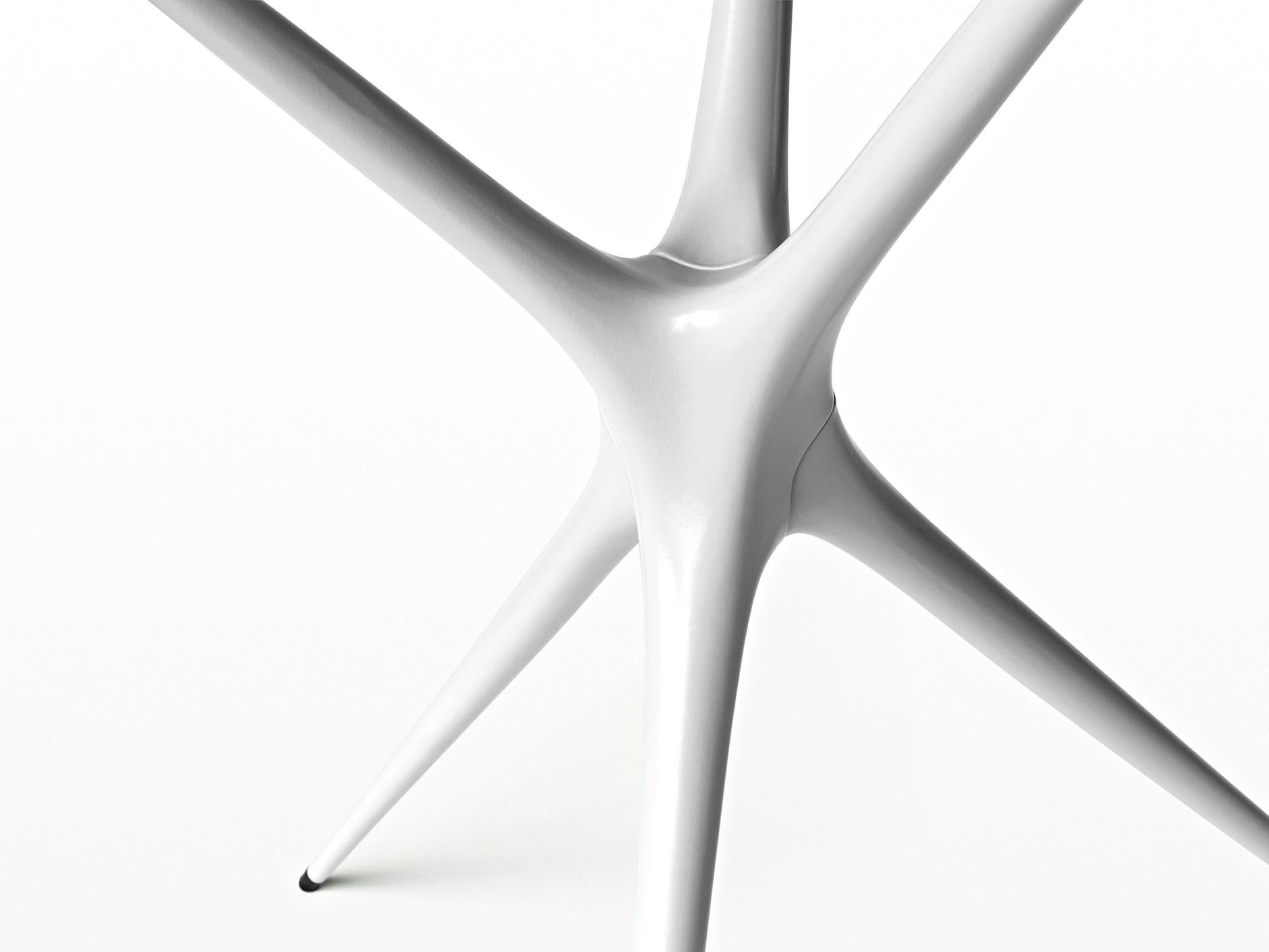 Minimalist Supernova, Recycled Cast Aluminum Table Leg in White by Made in Ratio For Sale