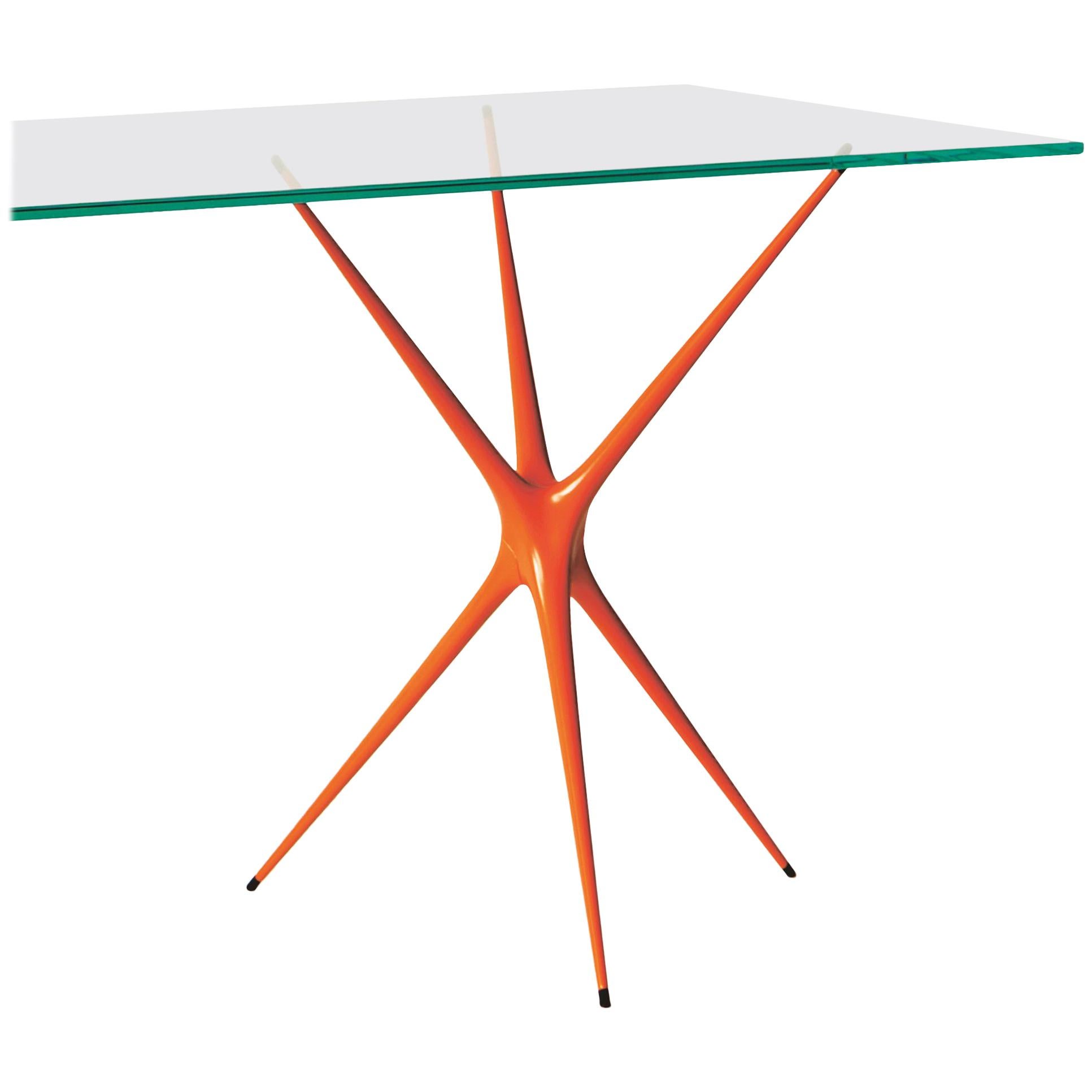 Supernova, Recycled Cast Aluminum Trestle Table Leg in Orange by Made in Ratio