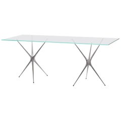 Supernova, Recycled Cast Aluminum Trestle Table Legs & Glass by Made in Ratio