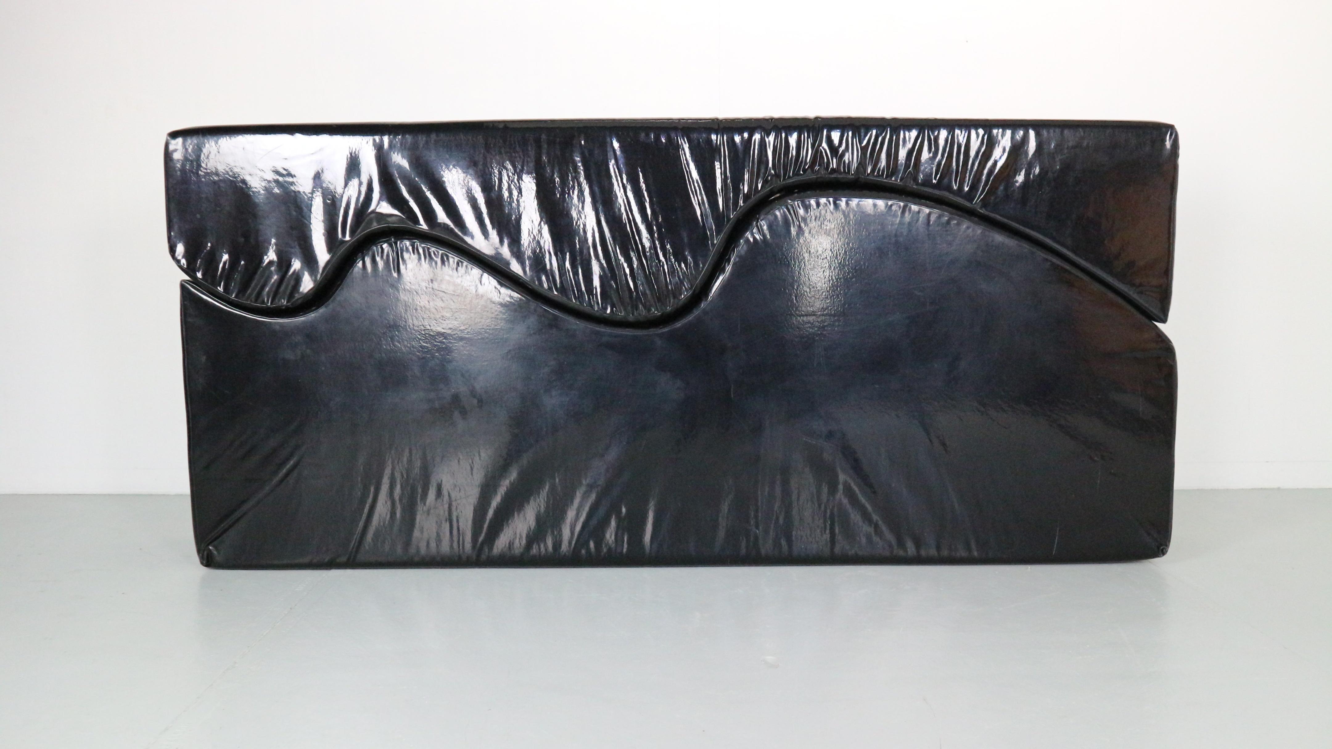 Faux Leather Superonda  Black Sofa by Archizoom Associati for Poltronova, 1960 Italy