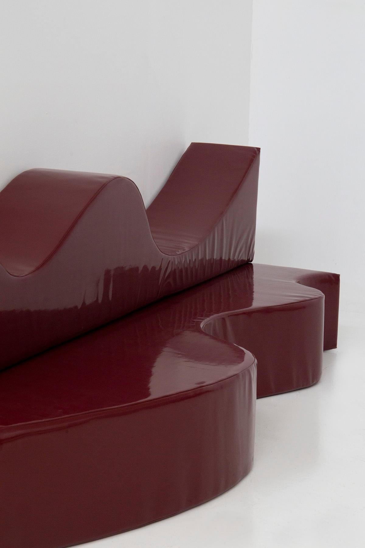 Superonda sofa Archizoom Poltronova in Vinyl Color amaranth 2