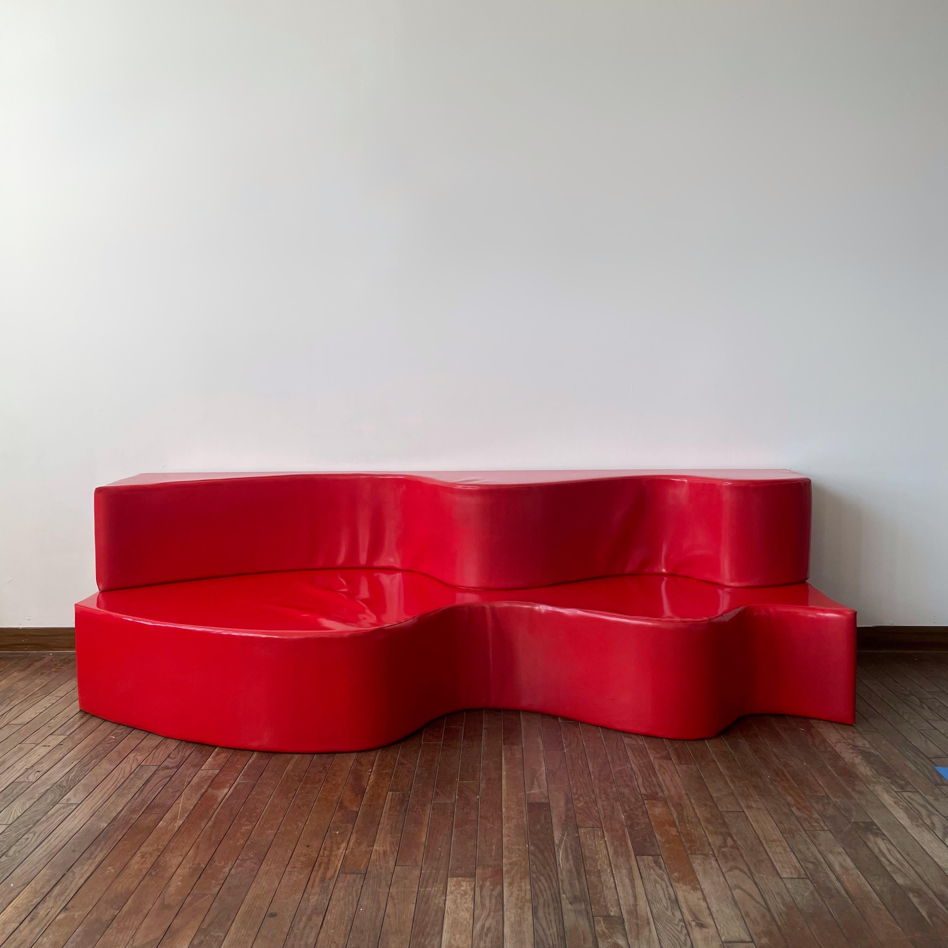 Italy, 1967.  Original red vinyl upholstery. This particular piece comes from the Walker Art Center’s 2016 exhibit, Hippie Modernism: the Struggle for Utopia. 

“Designed in 1967 by the Italian radical design group Archizoom, this was the first sofa
