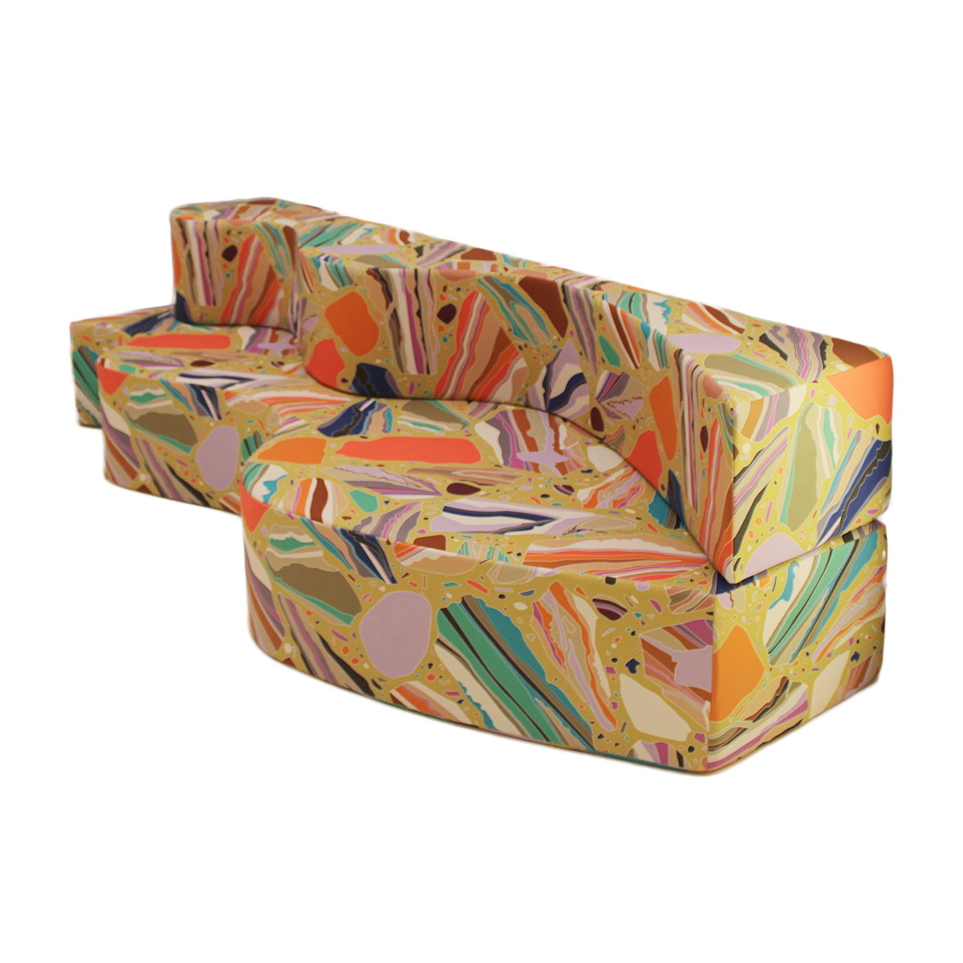 Superonda-Sofa mit organischer Form und mehrfarbigem Stoffmuster von Archizoom im Zustand „Gut“ im Angebot in Ibiza, Spain