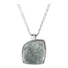 Superoro 18 Karat White Gold Green Amethyst Pendant Necklace