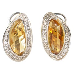 Superoro 18 Karat White & Yellow Gold Diamond & Citrine Earrings ER8-062058W/YG