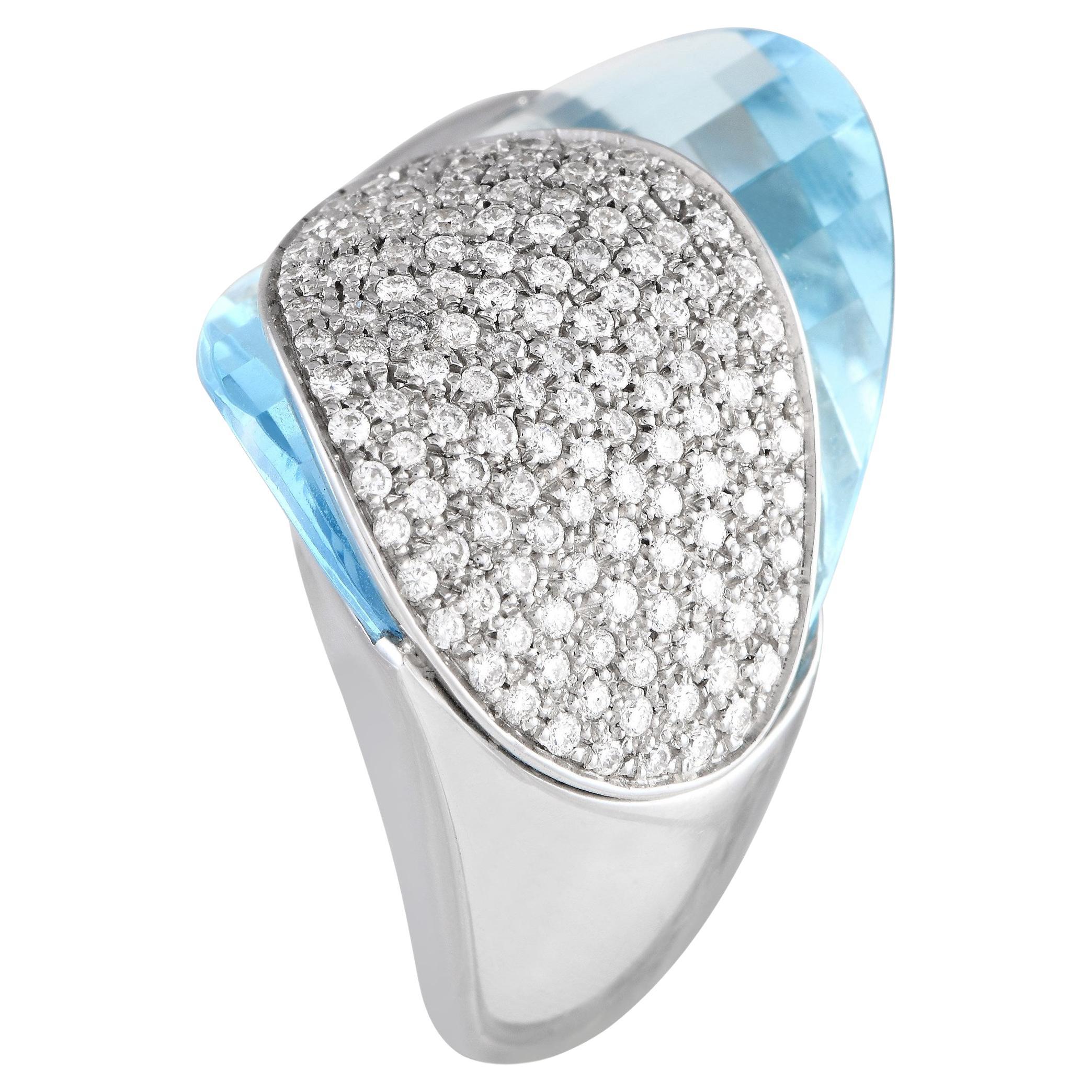 Superoro 18K White Gold 1.33ct Diamond and Topaz Cocktail Ring For Sale