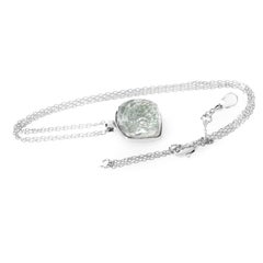 Superoro 18 Karat White Gold Green Amethyst Pendant Necklace