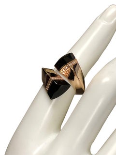 Anello Bypass con diamanti e onice in oro rosa Superoro Italy