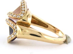 SUPERORO ring with quartz and brilliant cut diamonds up to 0.50ct 18k gold