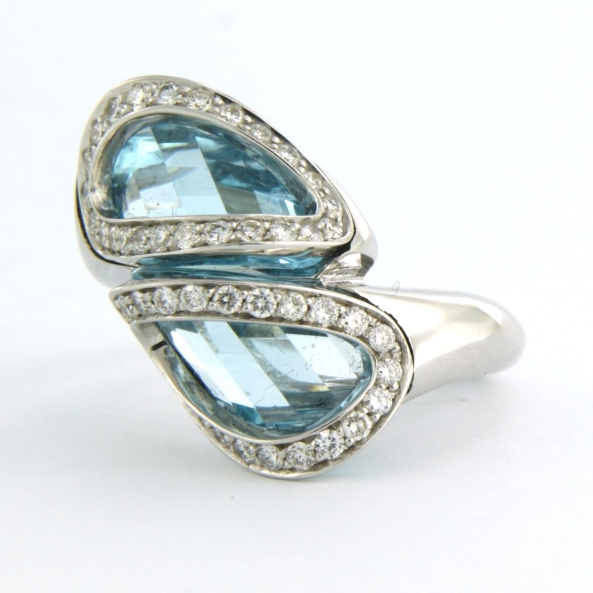 Women's SUPERORO - ring with topaz and brilliant cut diamond up to 0.58ct 18k white gold For Sale