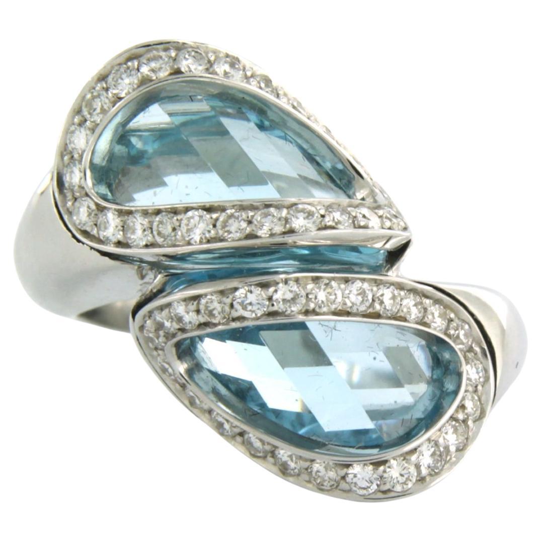 SUPERORO - Ring mit Topas und Diamanten aus 18 Karat Weißgold