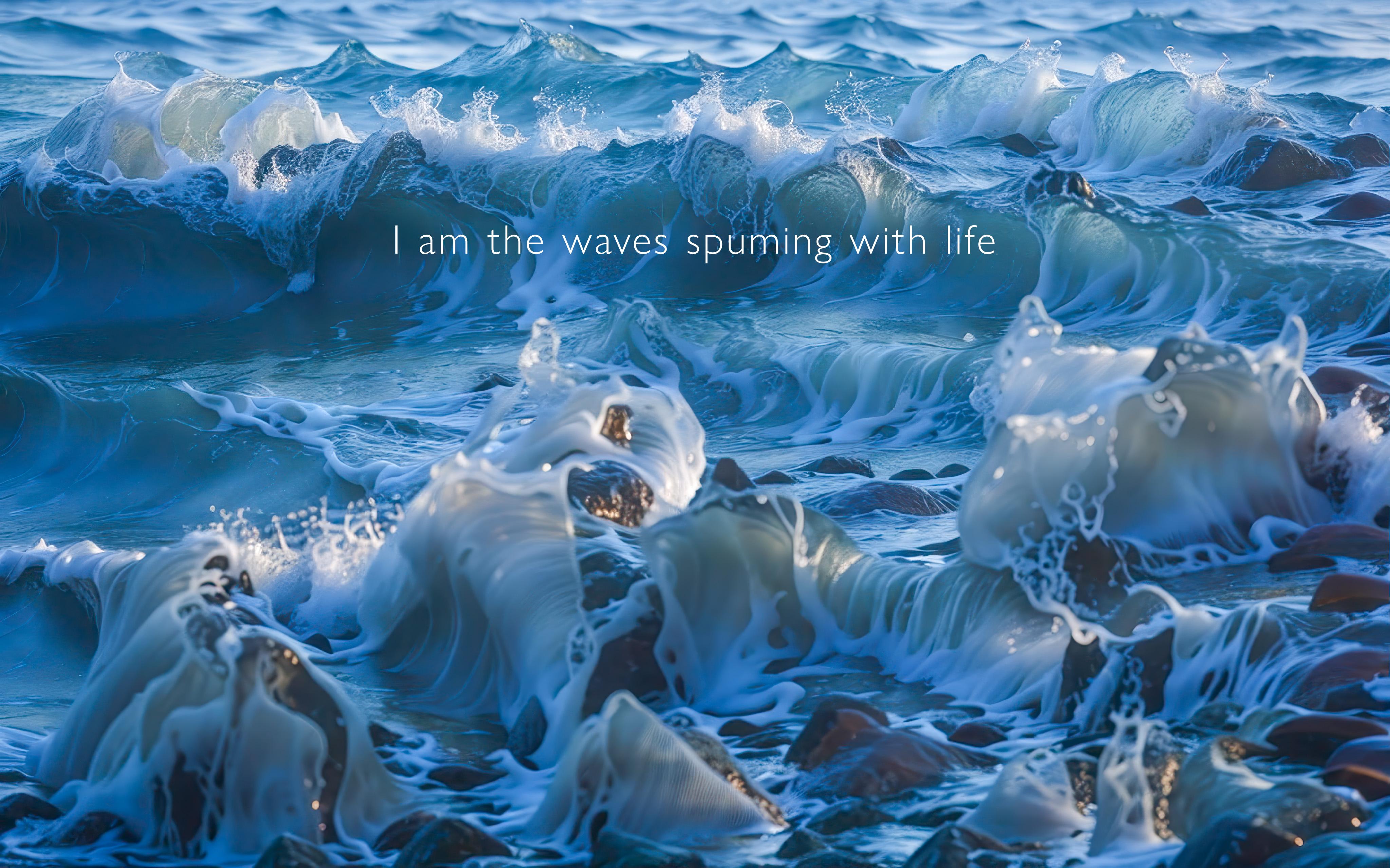 Je suis les vagues qui jaillissent de la vie, 2025 (WITH CAPTION) - Print de SUPERRADIANCE