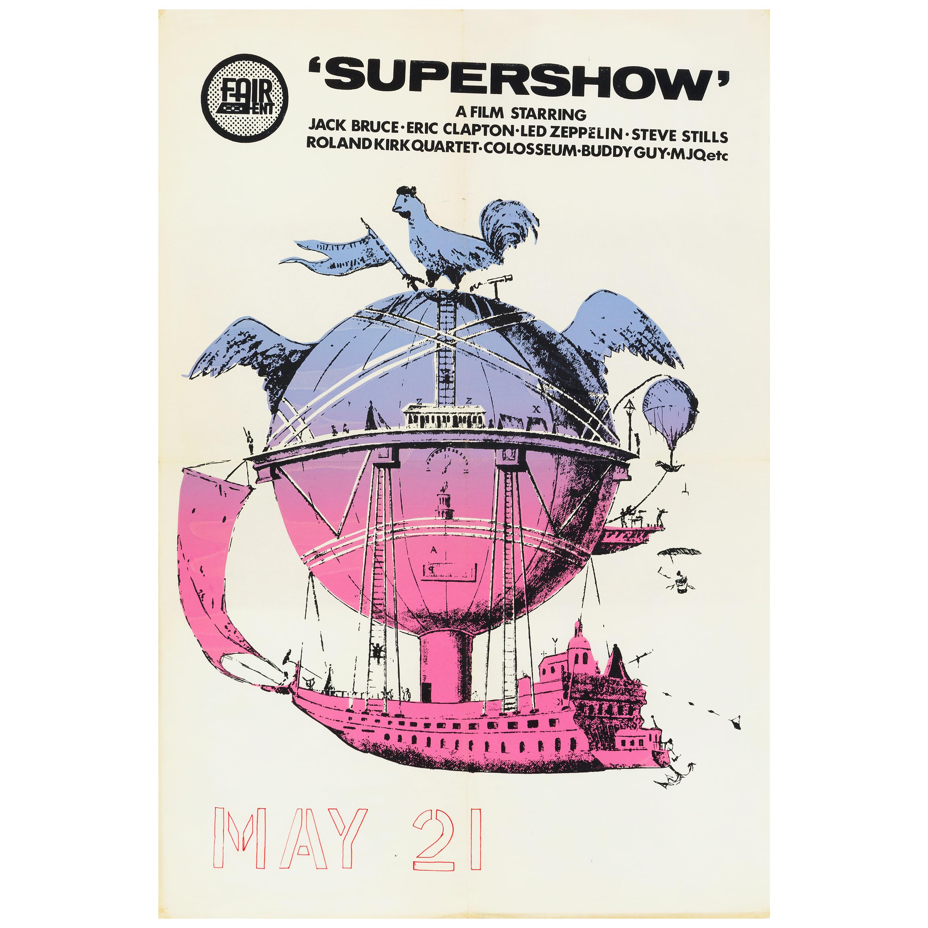 'Supershow' Led Zeppelin and Eric Clapton Original Movie Poster, British, 1969