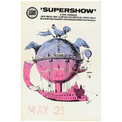 Retro 'Supershow' Led Zeppelin and Eric Clapton Original Movie Poster, British, 1969