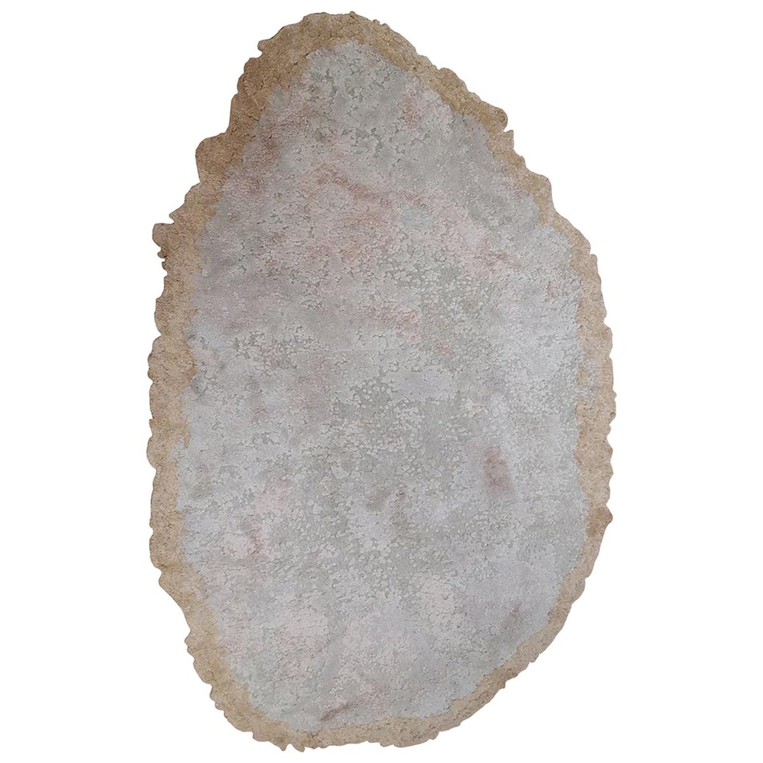 Supersonic Organic Shaped Hand Knotted Silk And Wool Moss Textured Rug At 1stdibs