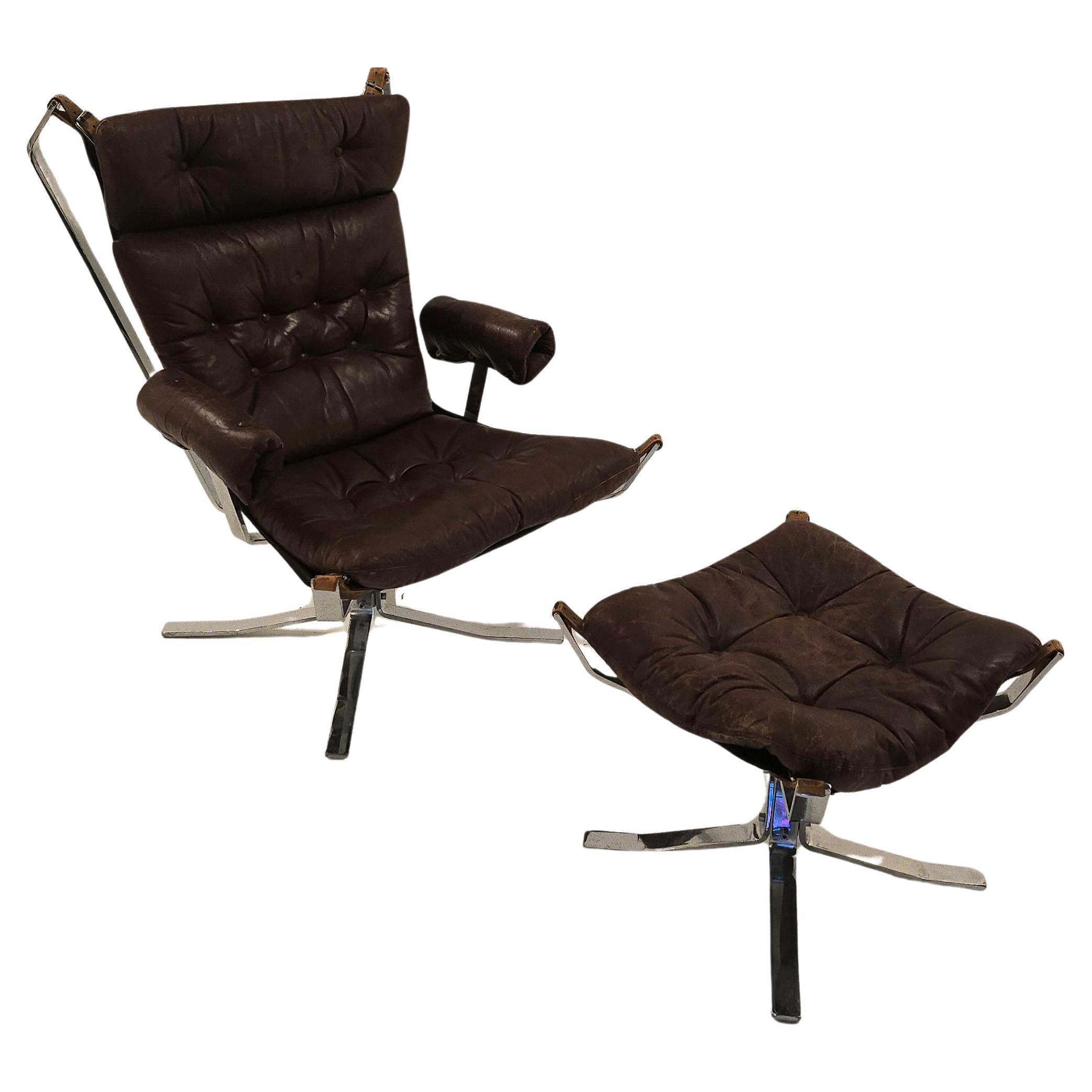 Mid-Century moderno Sedie 'Superstar' in cromo e pelle di Sigurd Ressell in stile Falcon in vendita