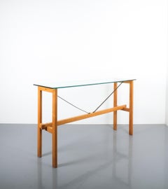 Superstudio Console Table Wood and Glass Zanotta, Italy, circa 1980