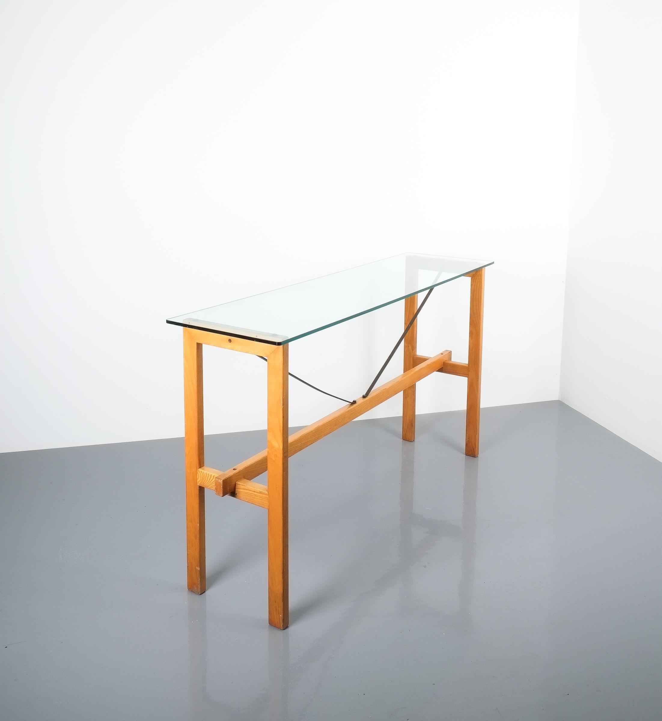 Superstudio Console Table Wood and Glass Zanotta, Italy, circa 1980 In Good Condition For Sale In Vienna, AT