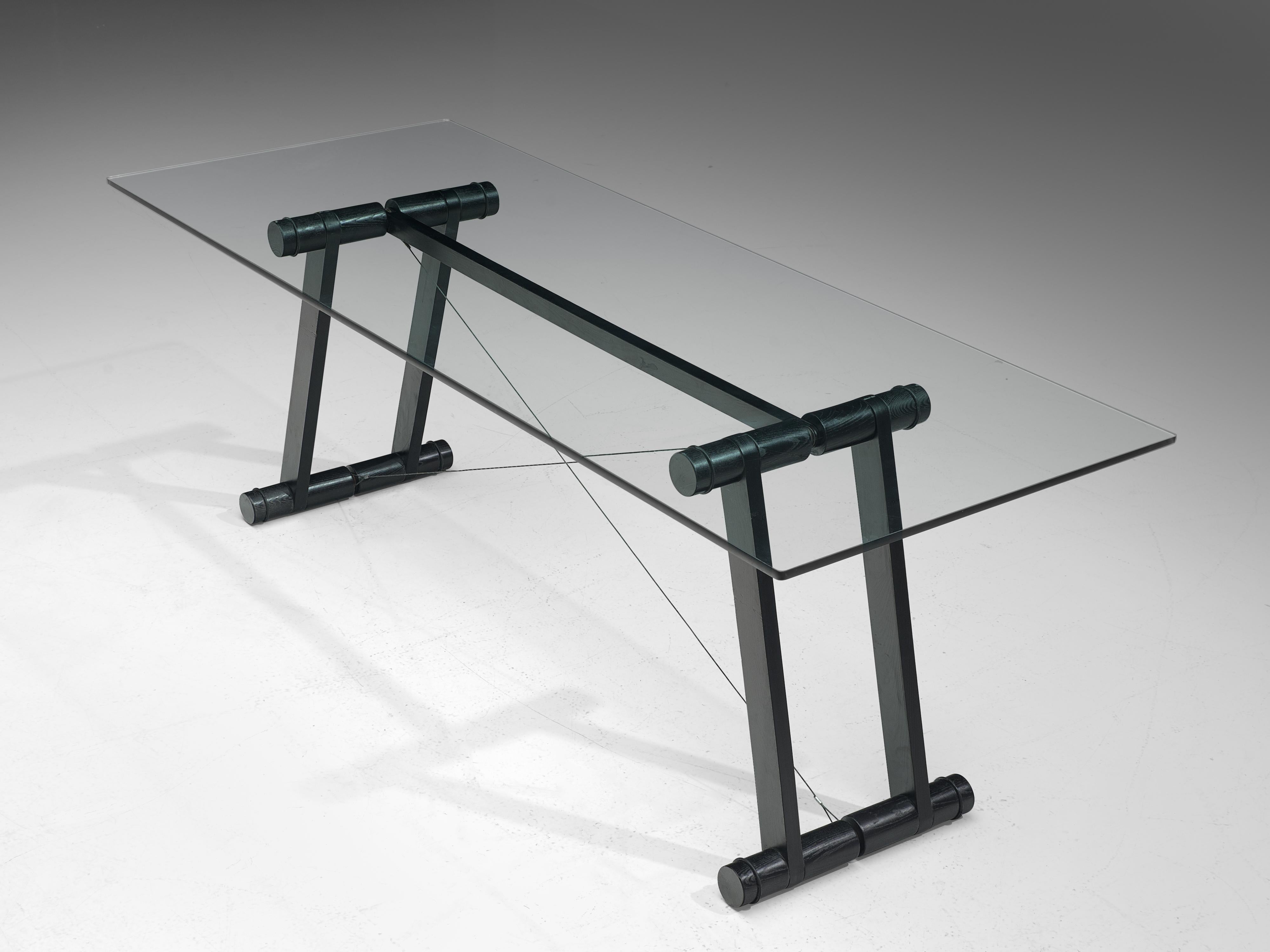 Superstudio 'Teso' Dining Table with Glass Top and Black Ash Base  For Sale 1