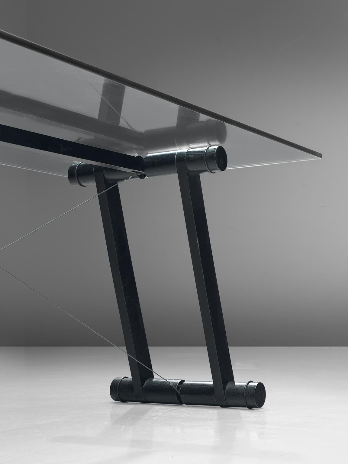 Late 20th Century Superstudio Dining Table with Glass Top and Black Base