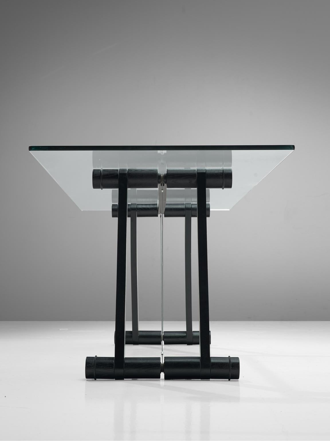 Metal Superstudio Dining Table with Glass Top and Black Base