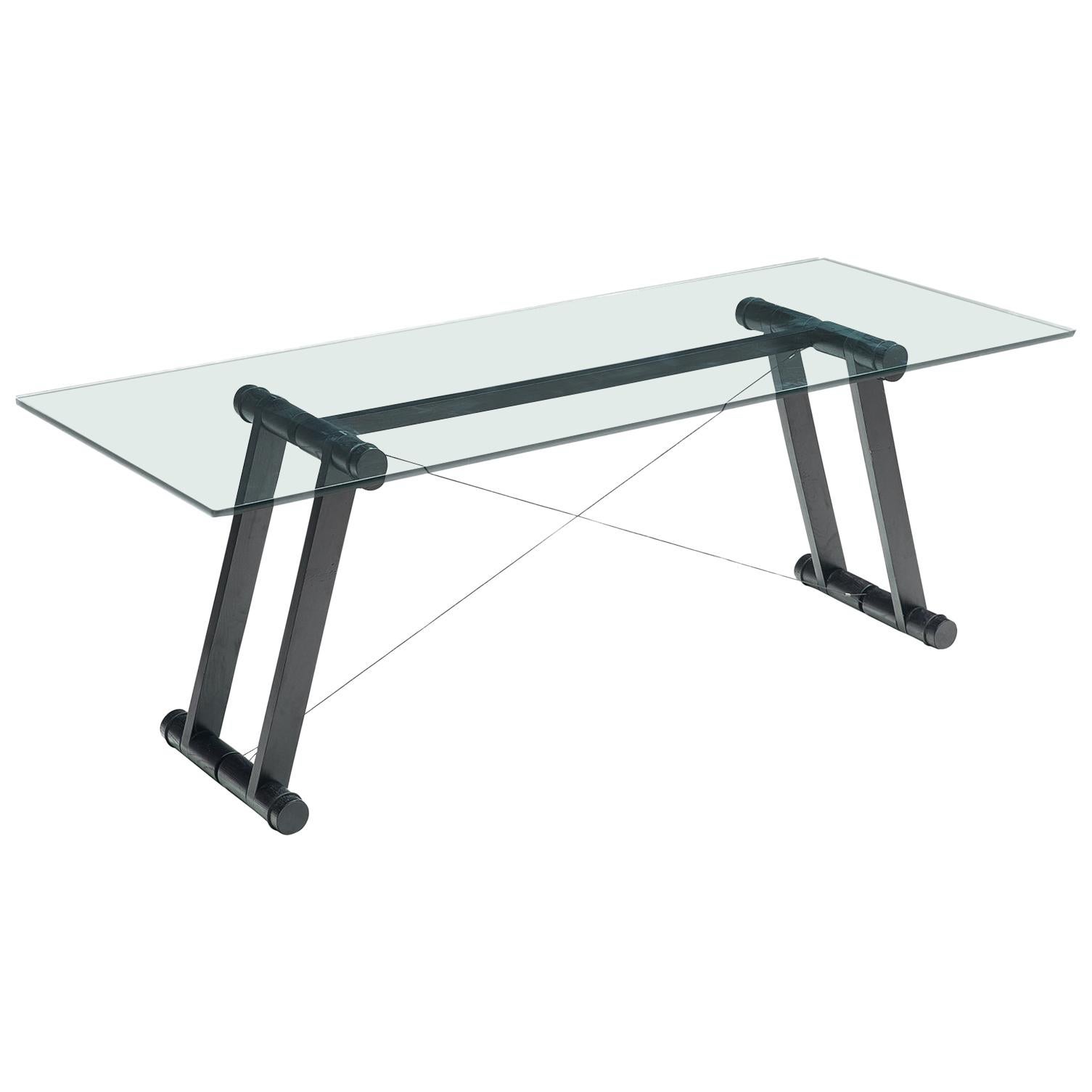 Superstudio Dining Table with Glass Top and Black Base