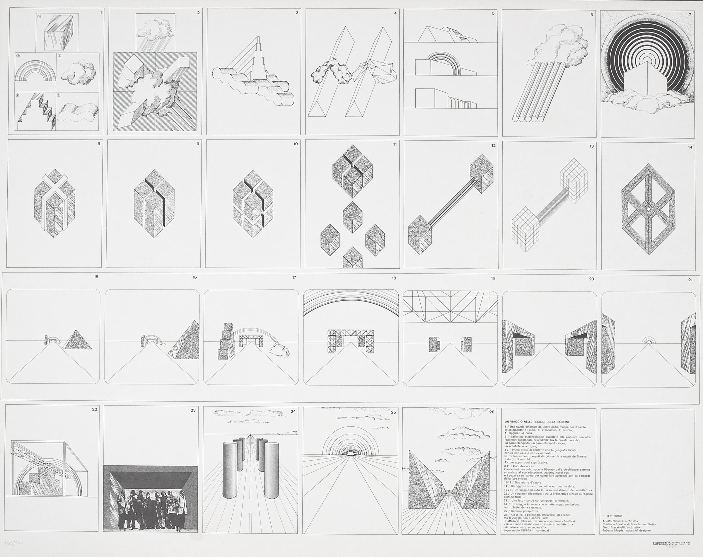 Mid-20th Century Superstudio Lithograph Istogrammi d'architettura 466/500, Italy, 1969