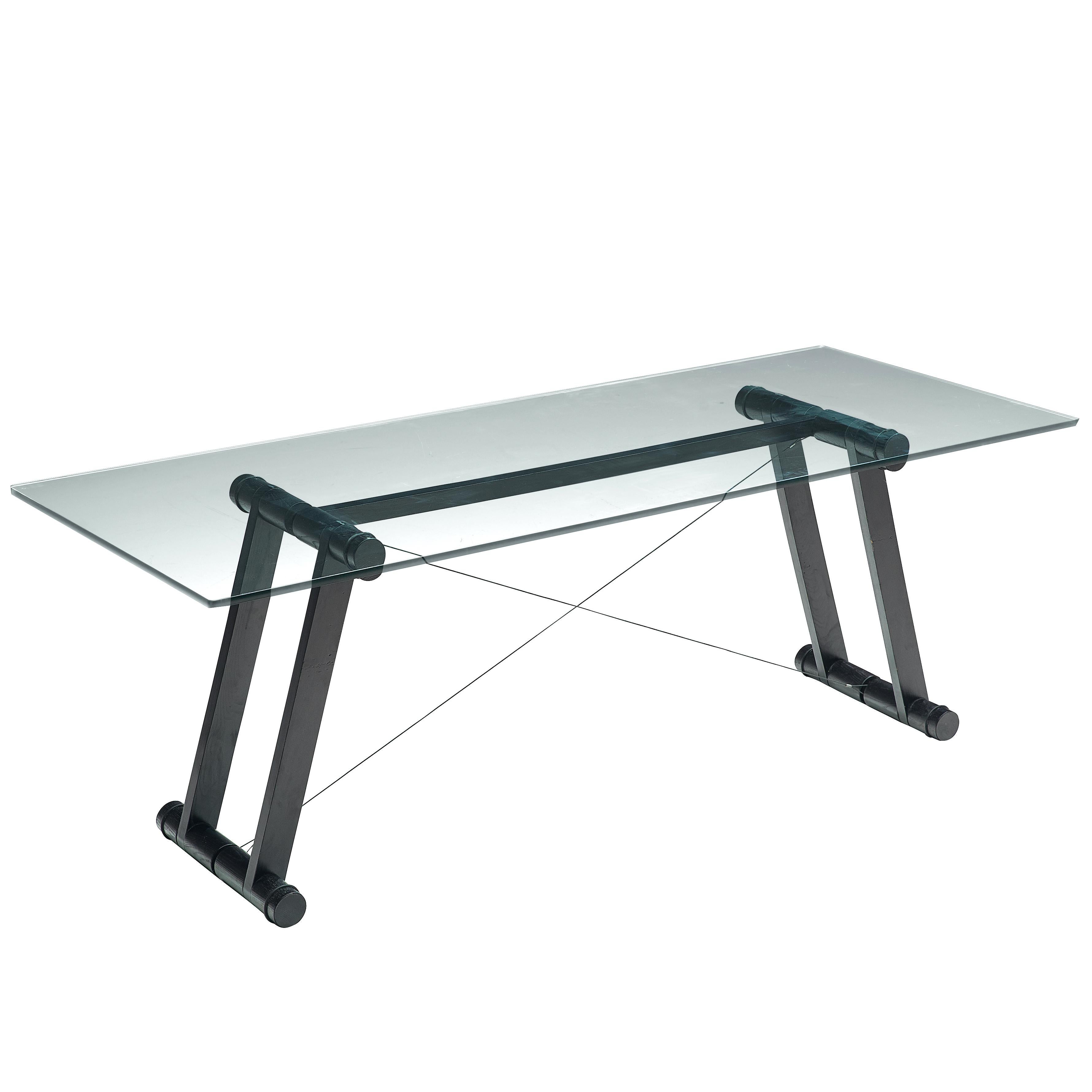 Superstudio 'Teso' Dining Table with Glass Top and Black Ash Base