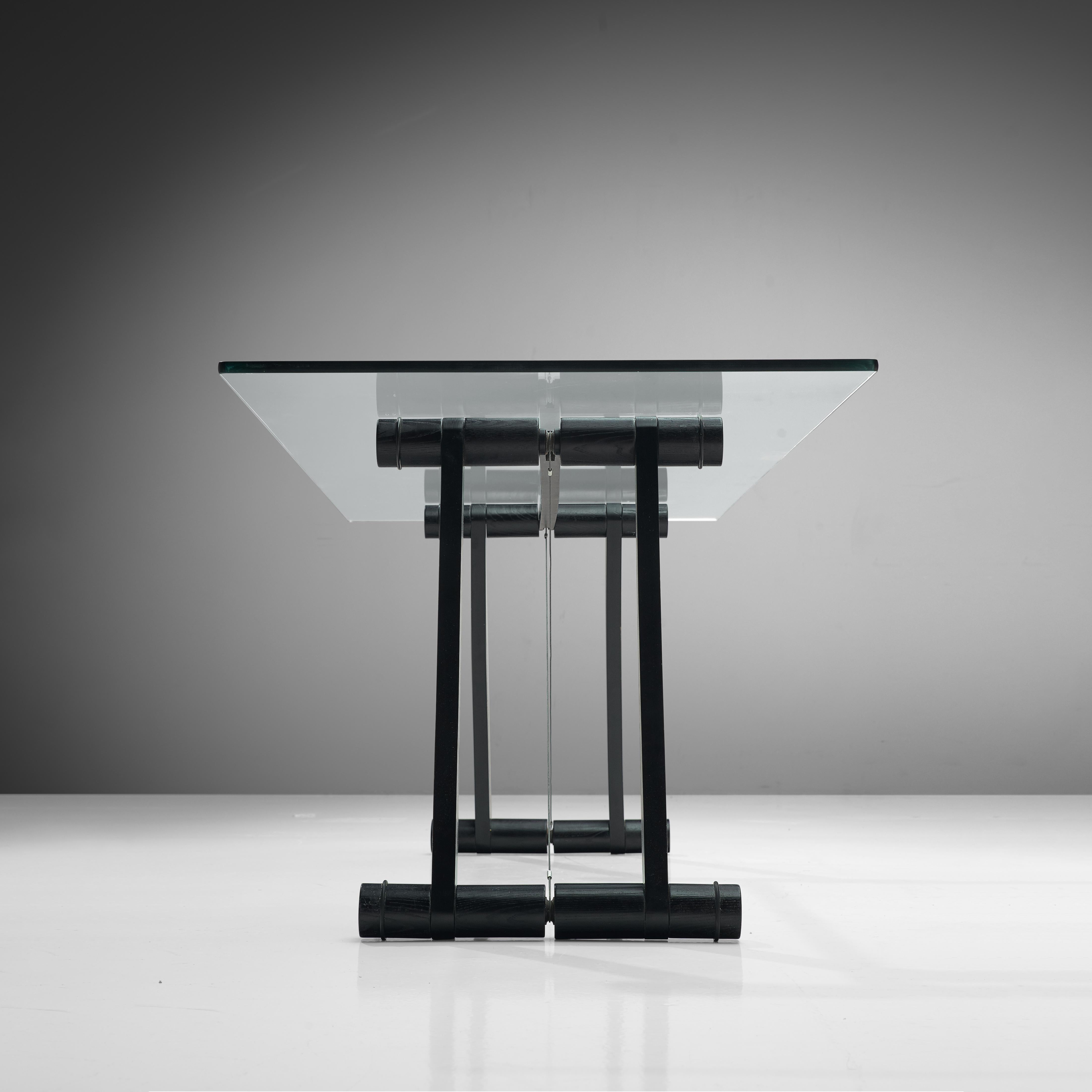 Italian Superstudio 'Teso' Dining Table with Glass Top and Black Ash Base  For Sale